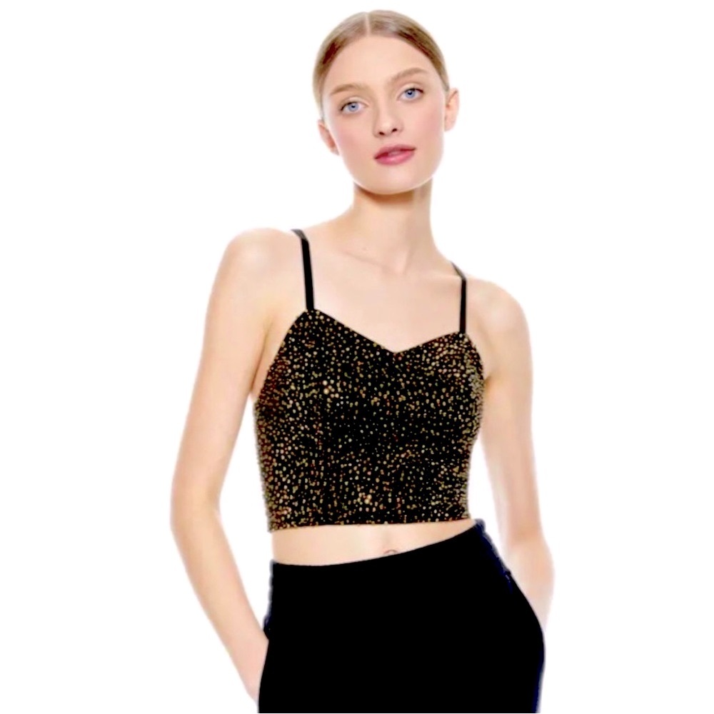 Alice+Olivia Archer Studded Crop Top Size XS NWT